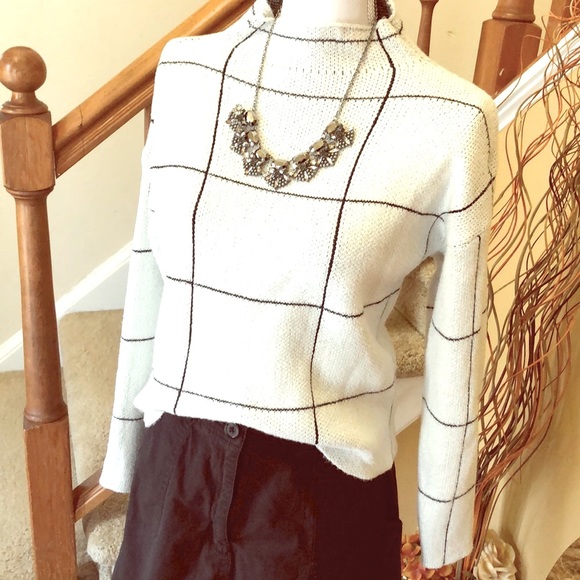 SHEIN Drop Shoulder Mock-Neck Grid Sweater - Picture 5 of 11